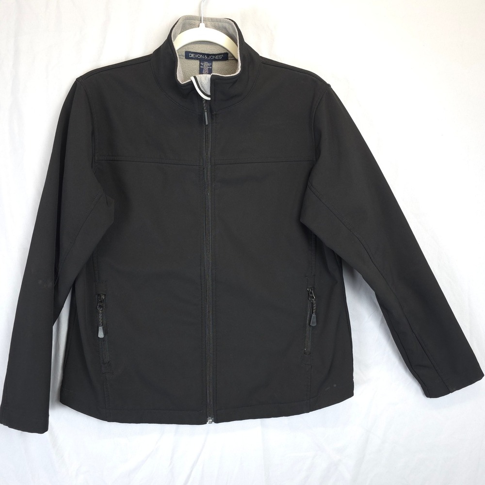 Devon‎ & Jones Black Soft Shell Jacket Women M Full Zip Fleece Lined Stretch